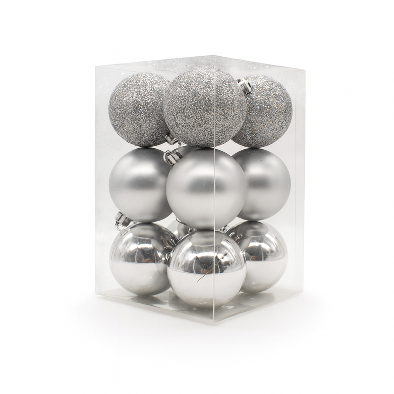X-MAS BALL SILVER 6CM 12PCS