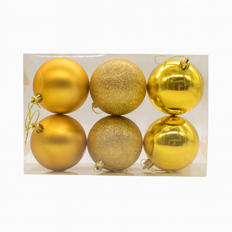 X-MAS BALL GOLD 10CM 6PCS
