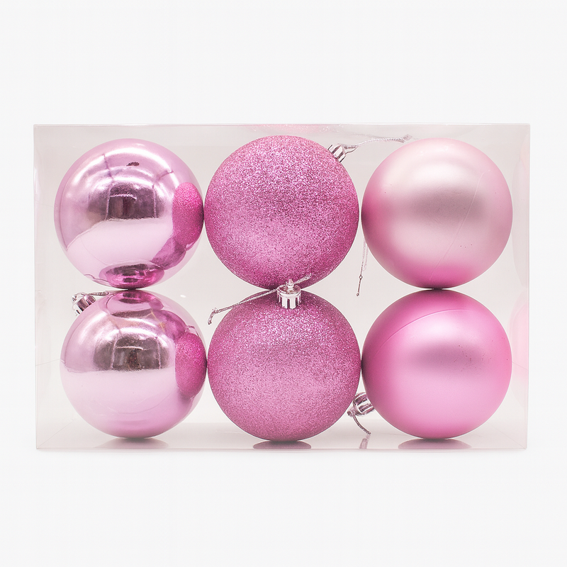 X-MAS BALL PINK 8CM 6PCS