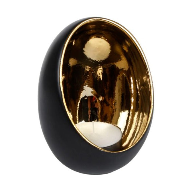 TEALIGHT GOLD/BLACK 11.5X11.5X15CM