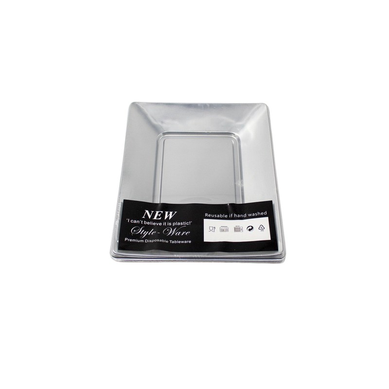 PLATE SQUARE SILVER 14X18CM - 8PCS