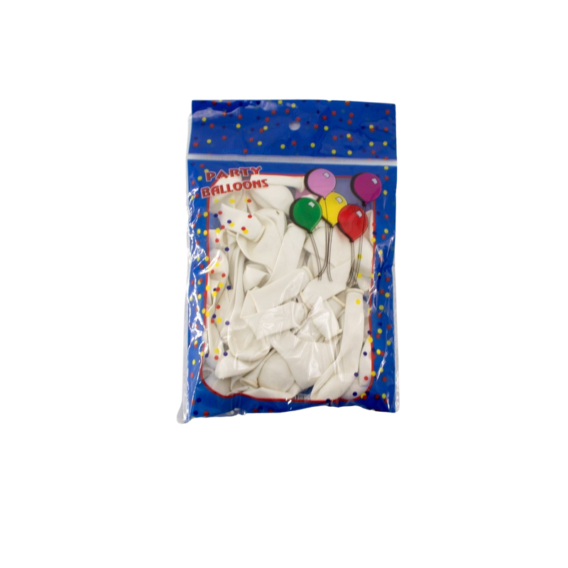LATEX BALLOON WHT 50PCS - 12CM