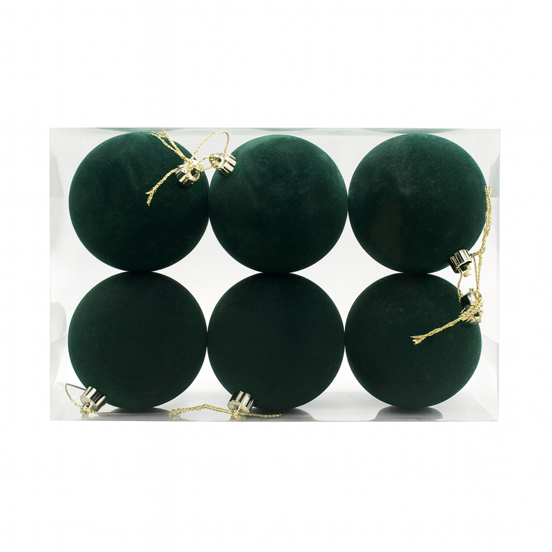 X-MAS VELVET BALLS 8CM - 6PCS