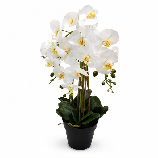 ARTIFICIAL ORHID IN POT X7 WHT 80CM Deventor