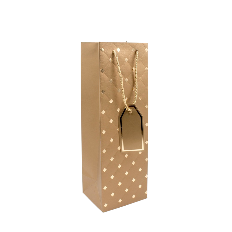 WINE BAG GOLD 35X12X9CM