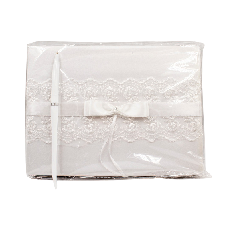 WHITE GUESTBOOK WITH PEN