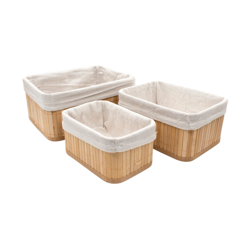 WOODEN BASKET WITH WHITE COVER