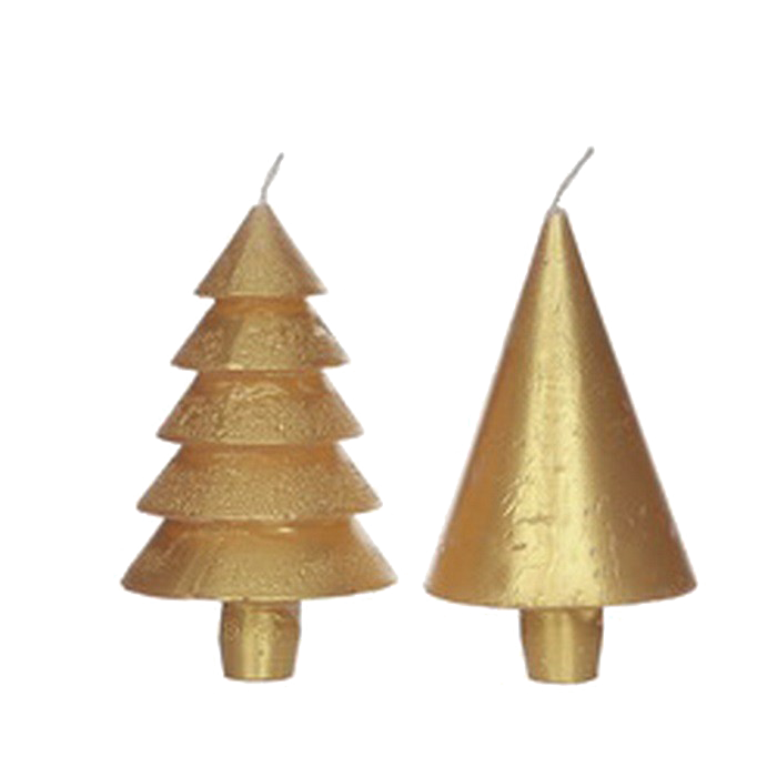 METALLIC TREE CANDLE GOLD H12X7CM