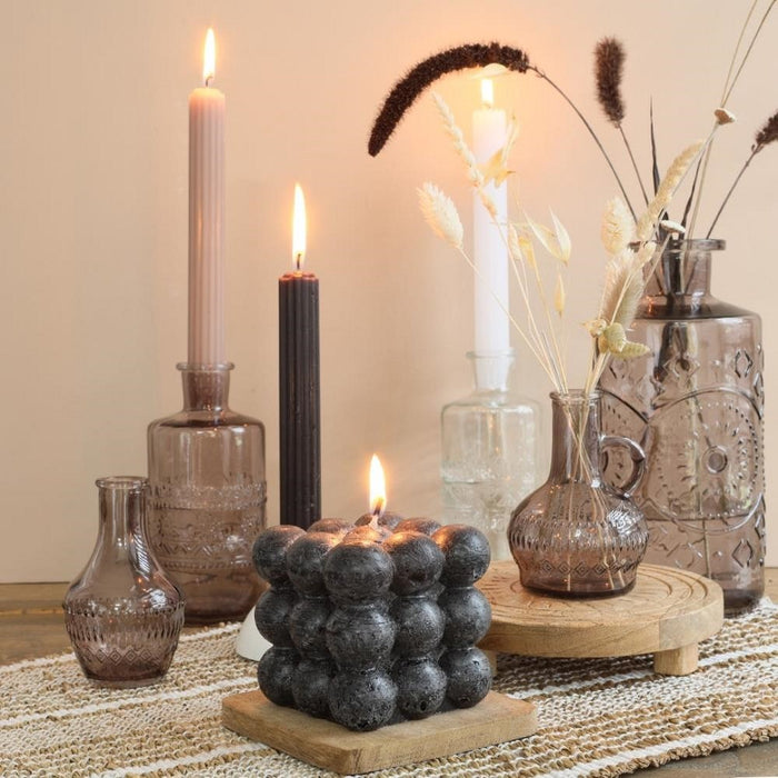 BUBBLE CANDLE 8X8X8CM BLACK