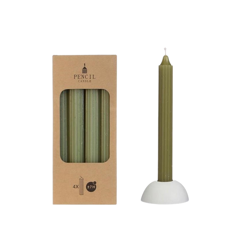 PENCIL CANDLE GREEN H22X2.2CM