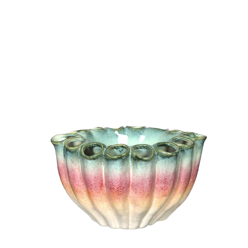 RAINBOW FLOWER BOWL 26.5X17.7XH15.6CM