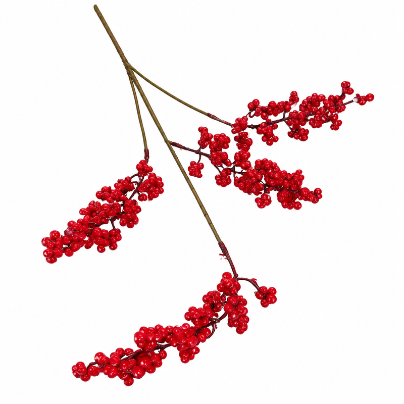 Artificial red berry Christmas branch