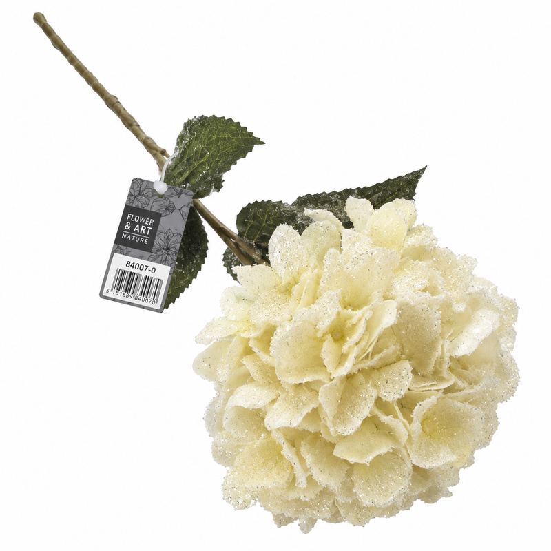 Ivory glitter artificial hydrangea flower