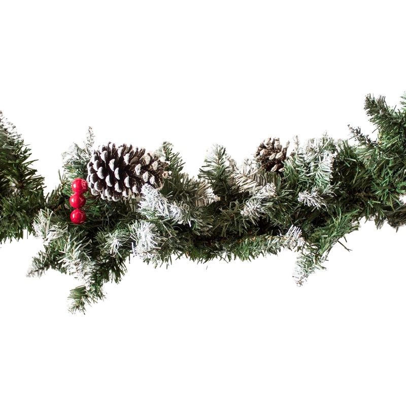 X-MAS GARLAND WITH CONE BERRIES & SNOW 180CM Deventor