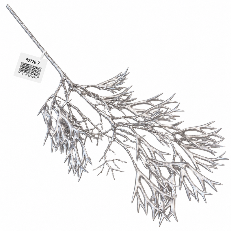 Metallic silver artificial decorative branch