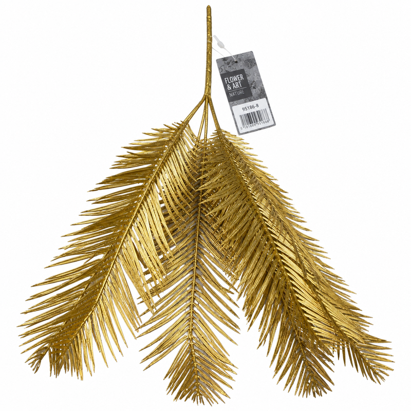 Metallic gold artificial palm leaf spray