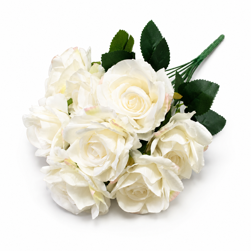 ARTIFICIAL  ROSE BOUQUET WHITE 10 HEAD Deventor