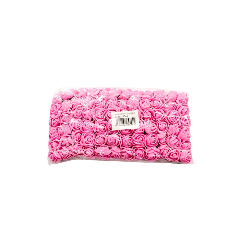 FOAM FLOWERS HOT PINK 2CM 72PCS