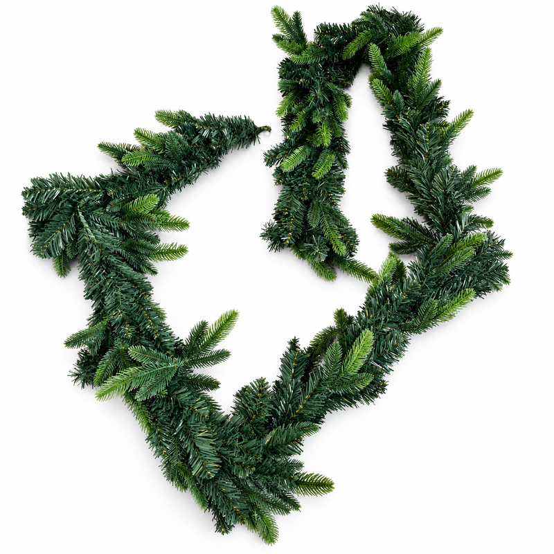 Green Christmas garland, 280 cm, on white background