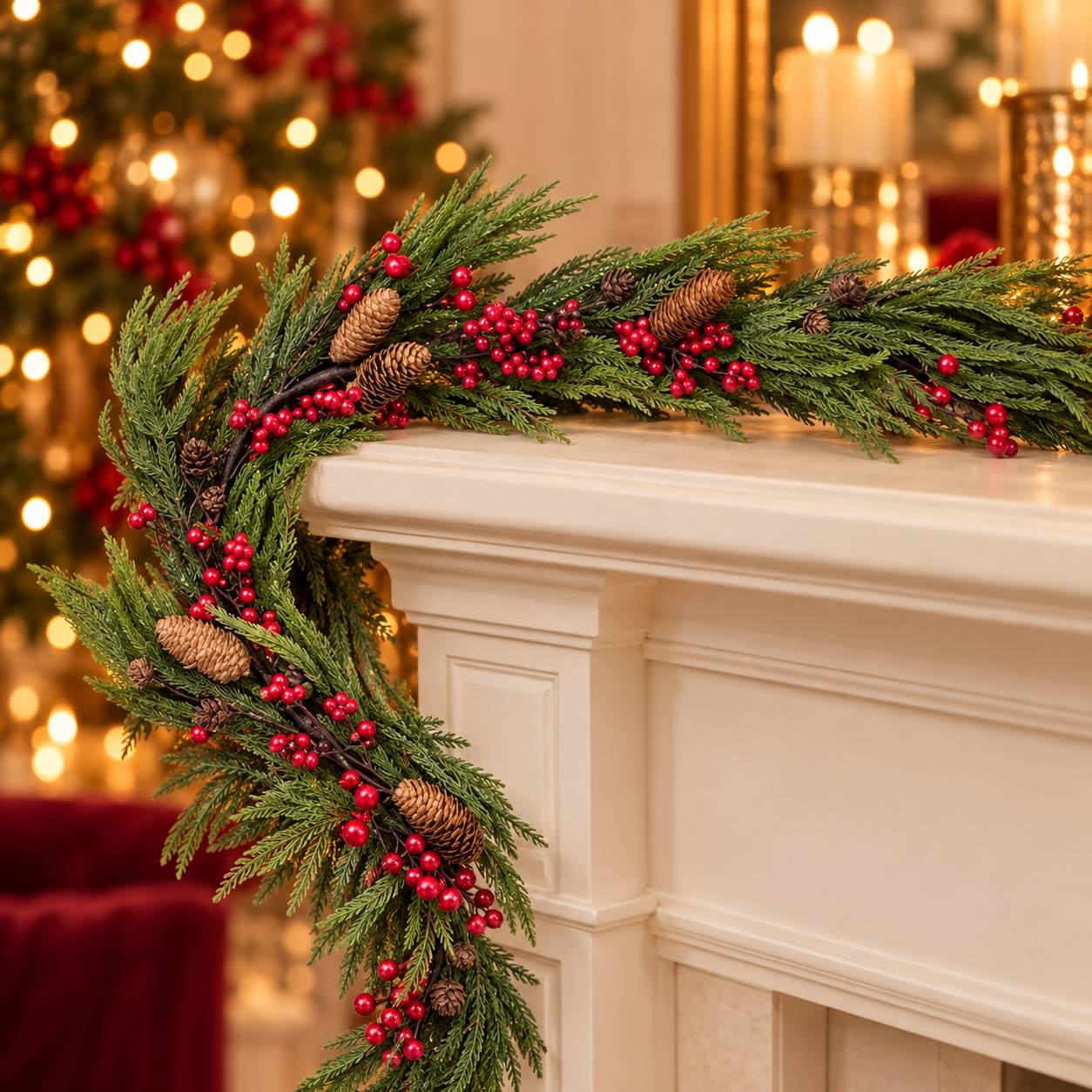Deventor x mas garlands products in a festive setting