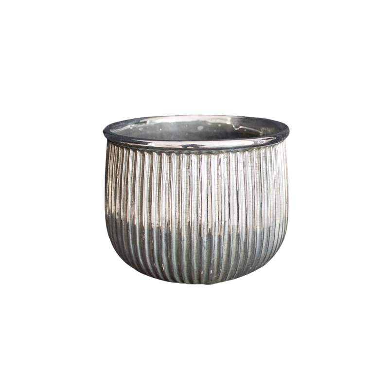 CERAMIC POT 19X19X14.5CM SILVER