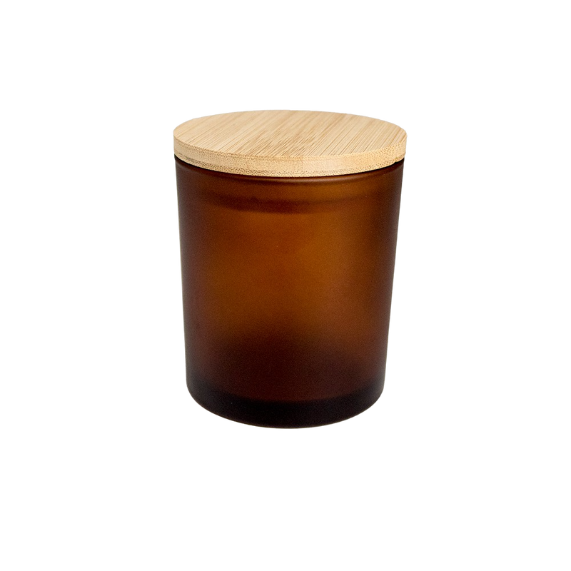 BROWN JAR WITH WOODEN COVER