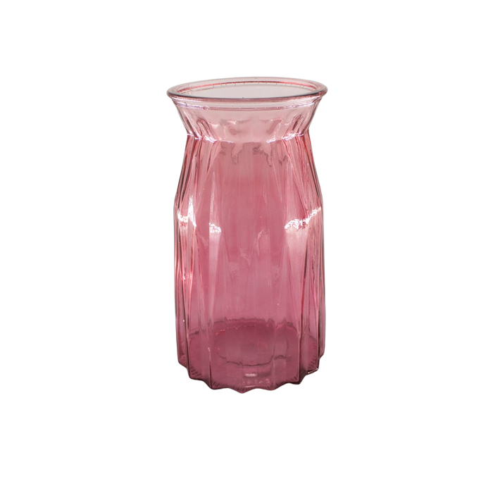 GLASS VASE PINK 10X11X20CM