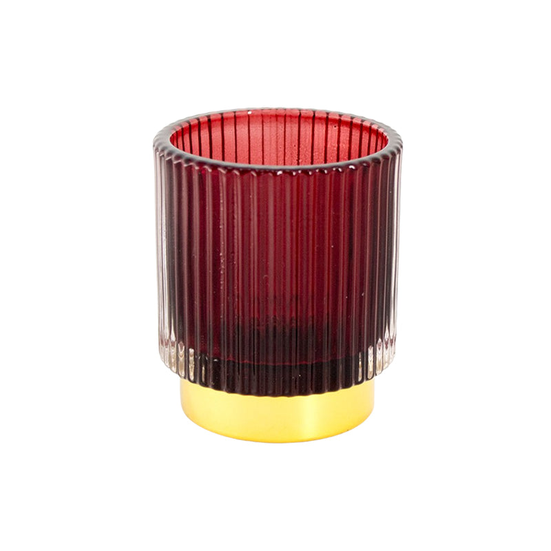 GLASS CANDLE HOLDER BORDEAUX 13X7.5CM