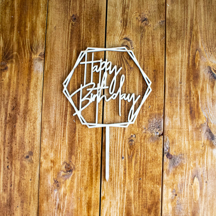 Happy Birthday Wooden Cake Topper