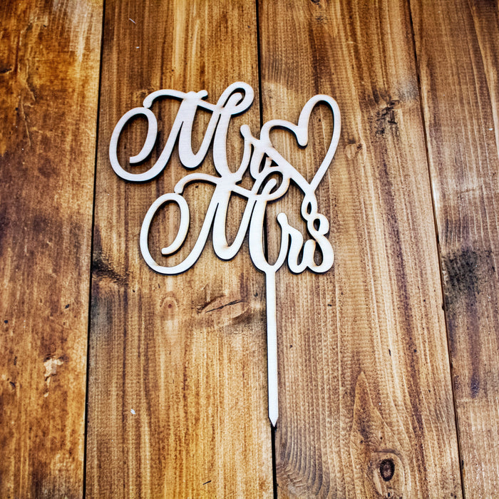 Mr&Mrs Wooden Cake Topper