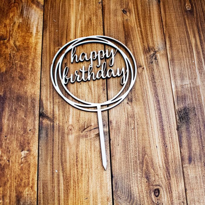 Happy Birthday Wooden Cake Topper