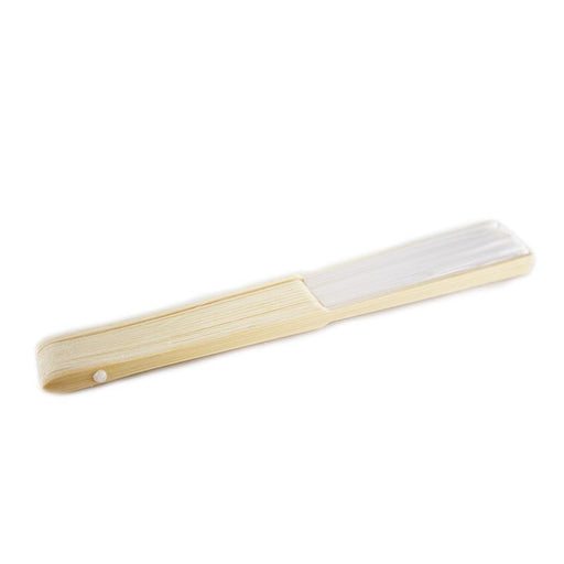 Wooden hand fan white fabric 21cm - Deventor